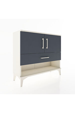 Arges Şifonyer 2 Raflı Tek Çekmeceli 2 Kapaklı 88x30x80 Aytaşı-Antrasit