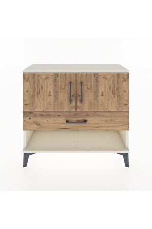 Arges Şifonyer 2 Raflı Tek Çekmeceli 2 Kapaklı 88x30x80 Aytaşı-Çam