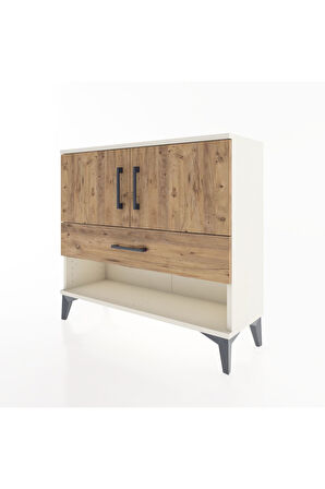 Arges Şifonyer 2 Raflı Tek Çekmeceli 2 Kapaklı 88x30x80 Aytaşı-Çam