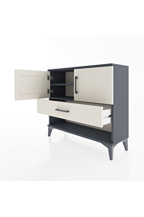 Arges Şifonyer 2 Raflı Tek Çekmeceli 2 Kapaklı 88x30x80 Antrasit-Aytaşı