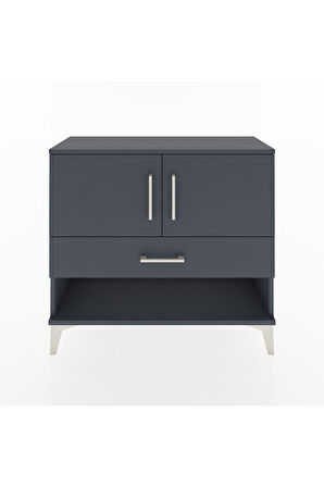 Arges Şifonyer 2 Raflı Tek Çekmeceli 2 Kapaklı 88x30x80 Antrasit-Antrasit