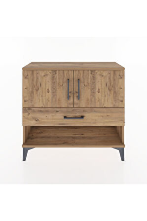 Arges Şifonyer 2 Raflı Tek Çekmeceli 2 Kapaklı 88x30x80 Çam-Çam