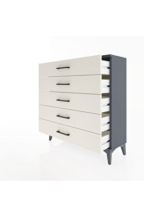 Arges Şifonyer 5 Çekmeceli 88x30x96 Antrasit-Aytaşı