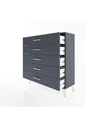 Arges Şifonyer 5 Çekmeceli 88x30x96 Antrasit-Antrasit