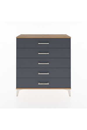 Arges Şifonyer 5 Çekmeceli 88x30x96 Çam-Antrasit