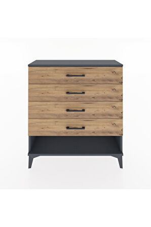 Arges Şifonyer 4 Çekmeceli 88x30x96 Antrasit-Çam
