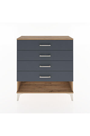 Arges Şifonyer 4 Çekmeceli 88x30x96 Çam-Antrasit
