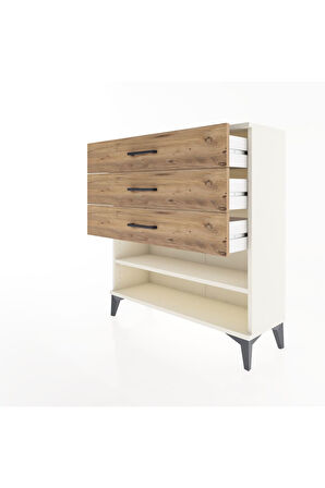 Arges Şifonyer Tek Raflı 3 Çekmeceli 88x30x96 Aytaşı-Çam
