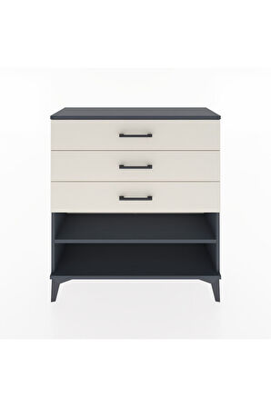 Arges Şifonyer Tek Raflı 3 Çekmeceli 88x30x96 Antrasit-Aytaşı