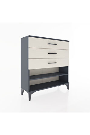 Arges Şifonyer Tek Raflı 3 Çekmeceli 88x30x96 Antrasit-Aytaşı