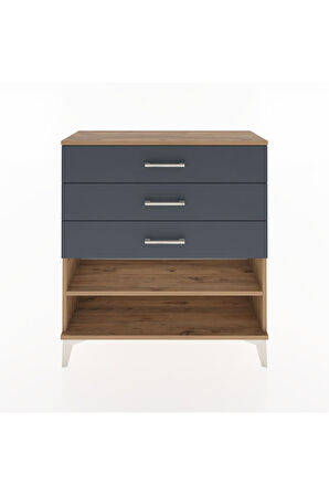 Arges Şifonyer Tek Raflı 3 Çekmeceli 88x30x96 Çam-Antrasit