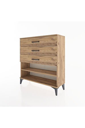 Arges Şifonyer Tek Raflı 3 Çekmeceli 88x30x96 Çam-Çam