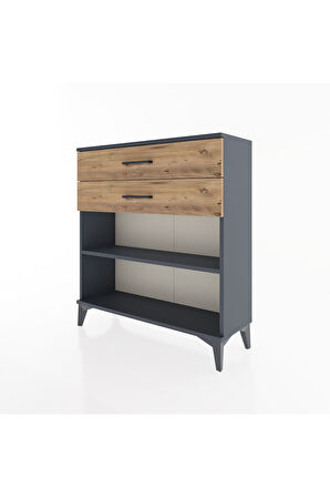 Arges Şifonyer Tek Raflı 2 Çekmeceli 88x30x96 Antrasit-Çam