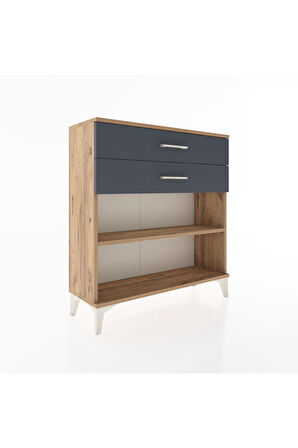 Arges Şifonyer Tek Raflı 2 Çekmeceli 88x30x96 Çam-Antrasit