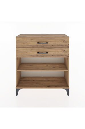 Arges Şifonyer Tek Raflı 2 Çekmeceli 88x30x96 Çam-Çam