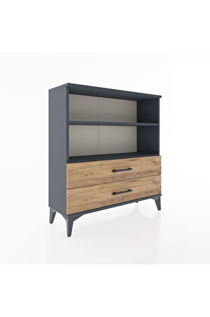 Arges Şifonyer 2 Raflı 2 Çekmeceli 88x30x96 Antrasit-Çam