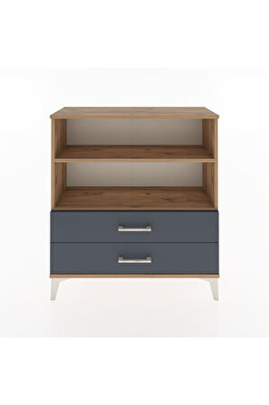 Arges Şifonyer 2 Raflı 2 Çekmeceli 88x30x96 Çam-Antrasit