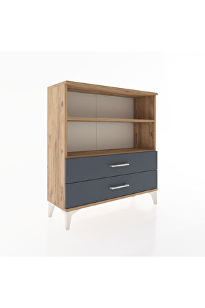 Arges Şifonyer 2 Raflı 2 Çekmeceli 88x30x96 Çam-Antrasit