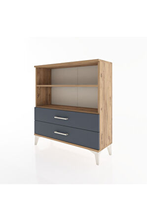 Arges Şifonyer 2 Raflı 2 Çekmeceli 88x30x96 Çam-Antrasit