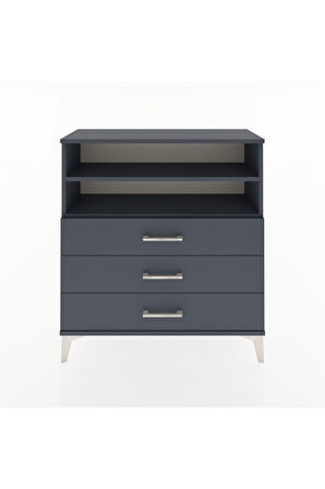 Arges Şifonyer 2 Raflı 3 Çekmeceli 88x30x96 Antrasit-Antrasit