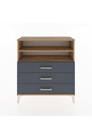 Arges Şifonyer 2 Raflı 3 Çekmeceli 88x30x96 Çam-Antrasit
