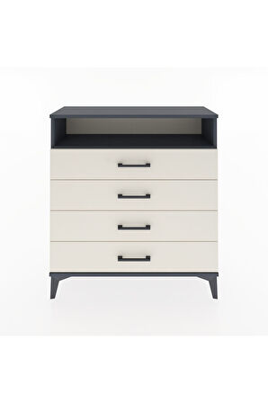 Arges Şifonyer Tek Raflı 4 Çekmeceli 88x30x96 Antrasit-Aytaşı