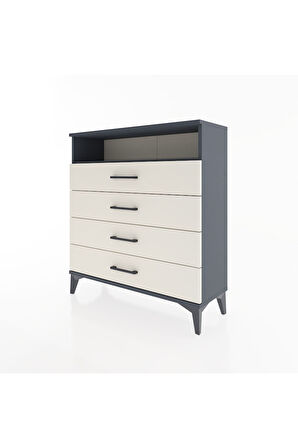 Arges Şifonyer Tek Raflı 4 Çekmeceli 88x30x96 Antrasit-Aytaşı