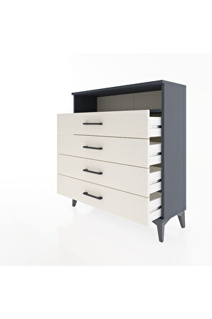 Arges Şifonyer Tek Raflı 4 Çekmeceli 88x30x96 Antrasit-Aytaşı