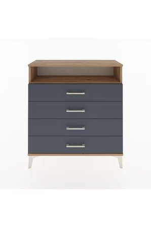 Arges Şifonyer Tek Raflı 4 Çekmeceli 88x30x96 Çam-Antrasit
