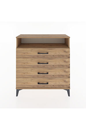 Arges Şifonyer Tek Raflı 4 Çekmeceli 88x30x96 Çam-Çam