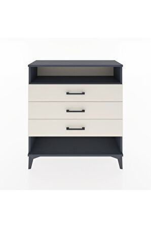 Arges Şifonyer Tek Raflı 3 Çekmeceli 88x30x96 Antrasit-Aytaşı