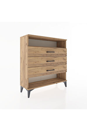 Arges Şifonyer Tek Raflı 3 Çekmeceli 88x30x96 Çam-Çam