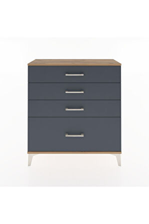 Arges Şifonyer 4 Çekmeceli 88x30x96 Çam-Antrasit