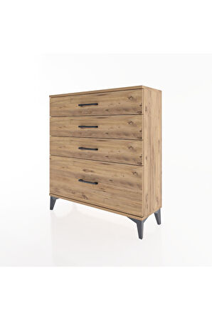 Arges Şifonyer 4 Çekmeceli 88x30x96 Çam-Çam