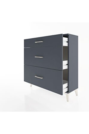 Arges Şifonyer 3 Çekmeceli 88x30x96 Antrasit-Antrasit