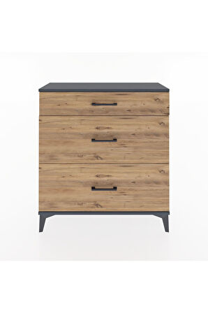 Arges Şifonyer 3 Çekmeceli 88x30x96 Antrasit-Çam