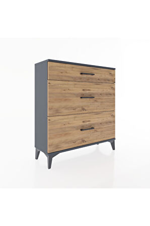 Arges Şifonyer 3 Çekmeceli 88x30x96 Antrasit-Çam