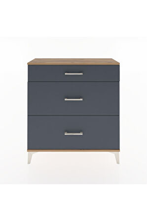 Arges Şifonyer 3 Çekmeceli 88x30x96 Çam-Antrasit