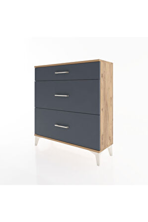 Arges Şifonyer 3 Çekmeceli 88x30x96 Çam-Antrasit