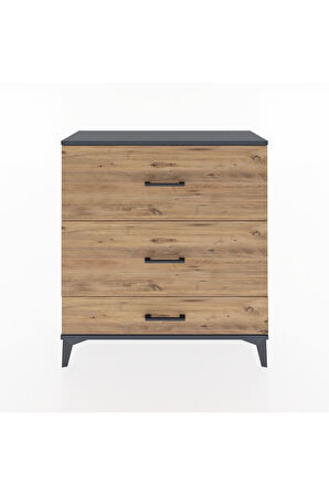 Arges Şifonyer 3 Çekmeceli 88x30x96 Antrasit-Çam