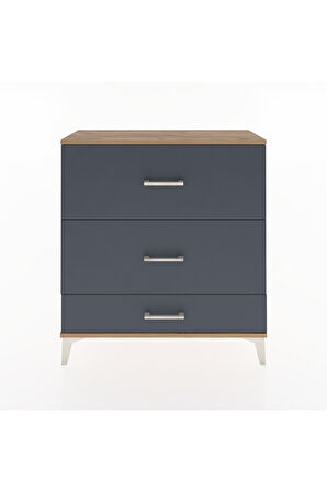 Arges Şifonyer 3 Çekmeceli 88x30x96 Çam-Antrasit