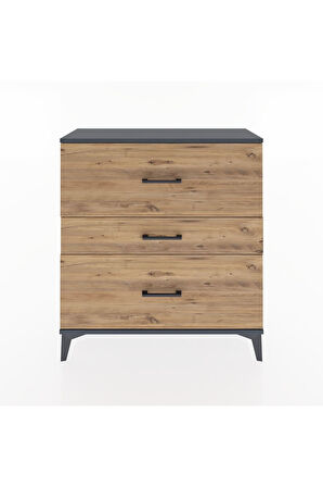 Arges Şifonyer 3 Çekmeceli 88x30x96 Antrasit-Çam