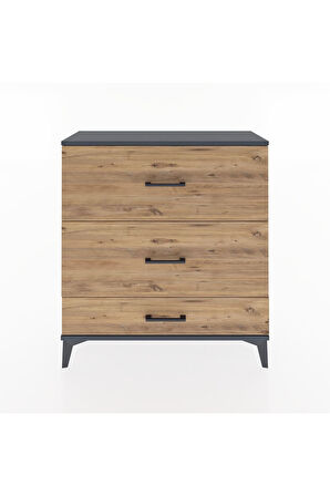 Arges Şifonyer 3 Çekmeceli 88x30x96 Antrasit-Çam