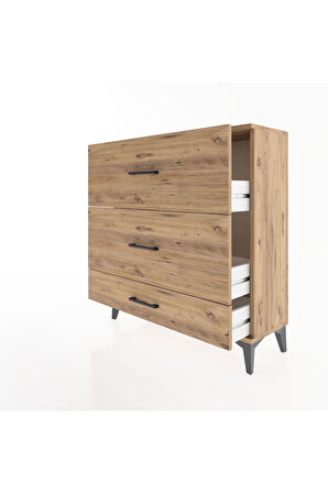 Arges Şifonyer 3 Çekmeceli 88x30x96 Çam-Çam
