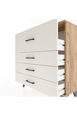 Arges Şifonyer 4 Çekmeceli 88x30x96 Çam-Aytaşı