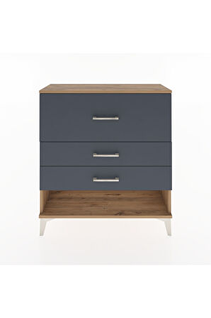 Arges Şifonyer 3 Çekmeceli 88x30x96 Çam-Antrasit