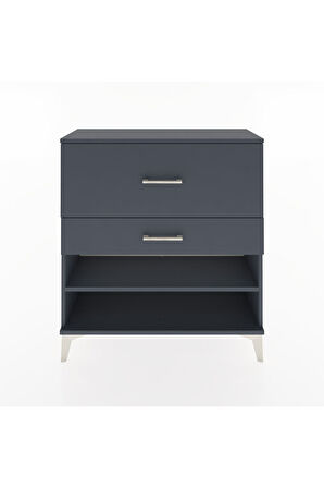 Arges Şifonyer Tek Raflı 2 Çekmeceli 88x30x96 Antrasit-Antrasit