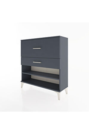 Arges Şifonyer Tek Raflı 2 Çekmeceli 88x30x96 Antrasit-Antrasit