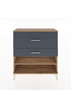 Arges Şifonyer Tek Raflı 2 Çekmeceli 88x30x96 Çam-Antrasit