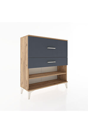 Arges Şifonyer Tek Raflı 2 Çekmeceli 88x30x96 Çam-Antrasit